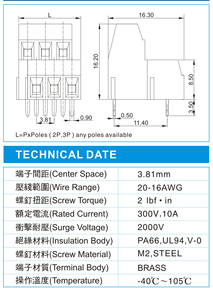 EMS 1-XX-3.81-03(300V,10A)尺寸图