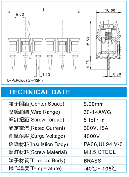 EMD 1.5-XX-5.00-07(300V,15A)尺寸图