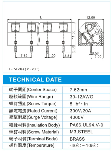 EMC 3-XX-7.62-09(300V,20A)尺寸图