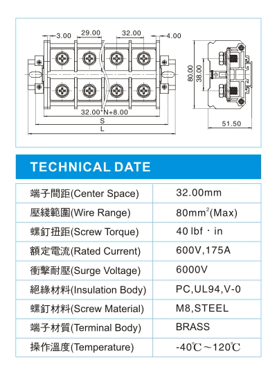 功率型接线端子,PS 80-XX-00(600V,175A)尺寸图