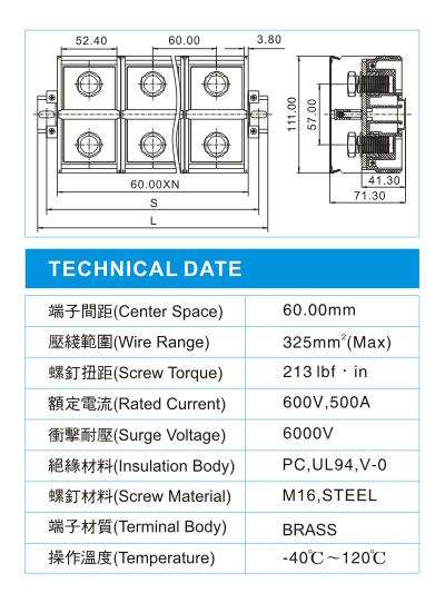 功率型接线端子,PS 325-XX-00(600V,500A)尺寸图