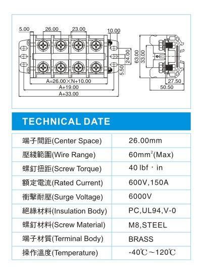 功率型接线端子,PS 60-XX-01-F5(600V,150A)尺寸图