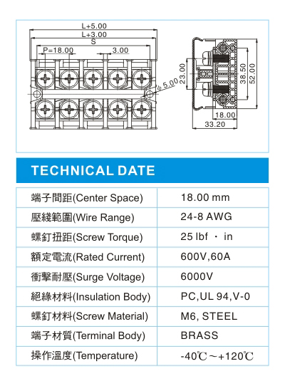 功率型接线端子,PD 14-XX-02(600V,60A)尺寸图