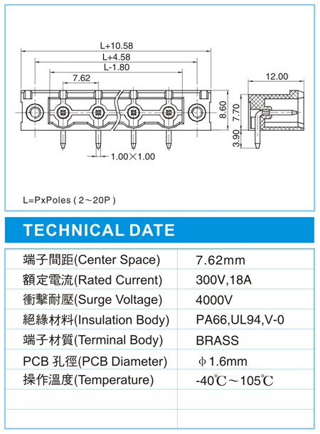 复合式接线端子,CSH 2.5-XX-7.62-00F(300V,18A)尺寸图